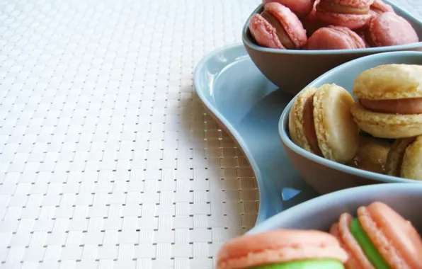 Cookies, plate, cream, cakes, sweet, macaron