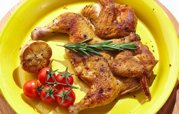 Picture meat, tomatoes, chicken Tabaka