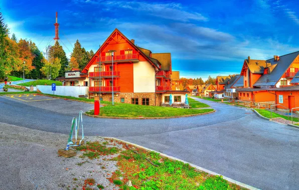 Road, the sky, trees, home, Slovenia, Maribor