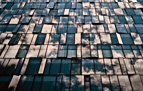Picture glass, clouds, reflection, the city, the building, Windows, Japan, Tokyo