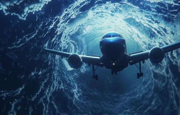 The plane, Hurricane, AI art, The Art of Artificial Intelligence, Neural network, The Bermuda Triangle, …