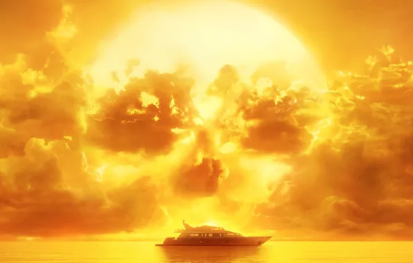 Sake, horror, zombie, sky, sea, yellow, sunset, dead