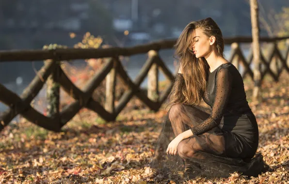 Picture autumn, face, model, hair, dress, Federica
