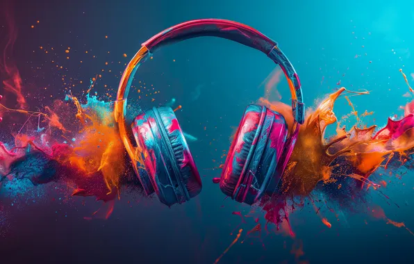 Picture colorful, headphones, type