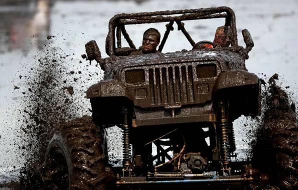 Picture squirt, background, tuning, dirt, SUV, Jeep, tuning, the front