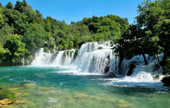 Wallpaper Croatia, the river Krka, nature, waterfall