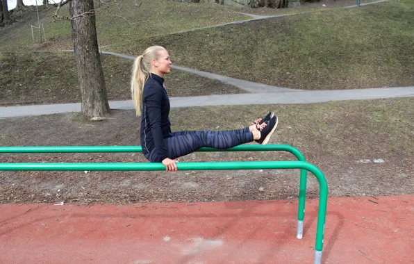 Picture blonde, gymnastics, Street workout