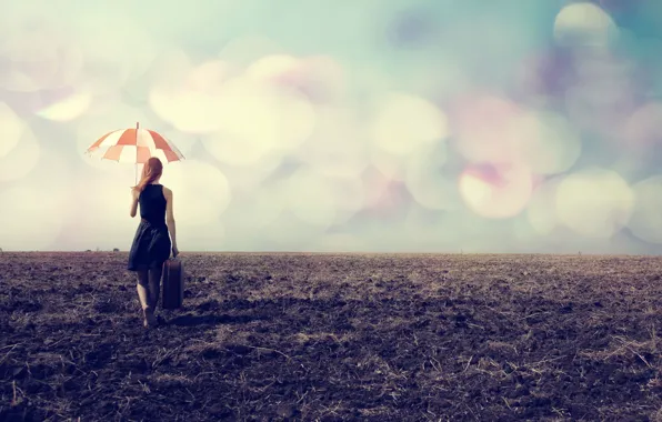 Girl, nature, the way, umbrella, background, Wallpaper, mood, umbrella