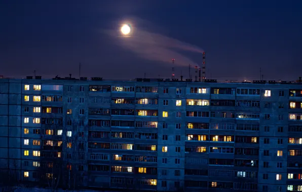 Night, house, mediocrity, routine, Russia, panel, genesis, beyond the MKAD