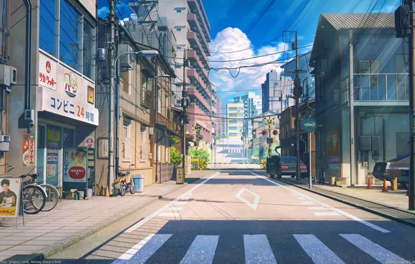 Picture road, street, Japan, Visual Novella, love money rocknroll, Soviet Games
