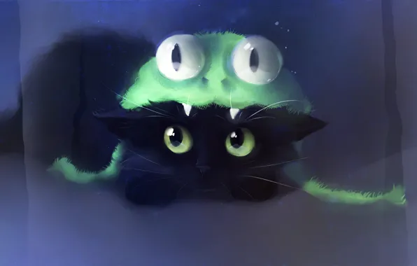 Picture cat, cat, look, kitty, hat, figure, frog, artist