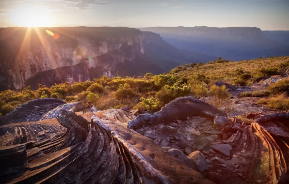 Picture light, mountains, morning