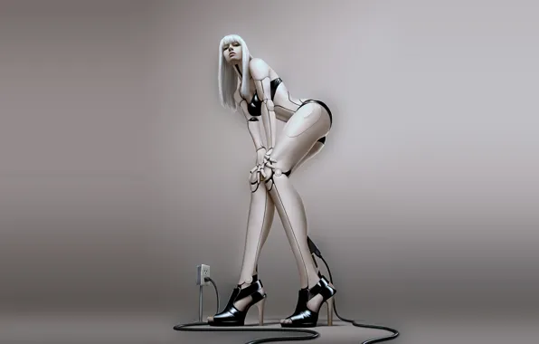 Girl, robot, cyborg