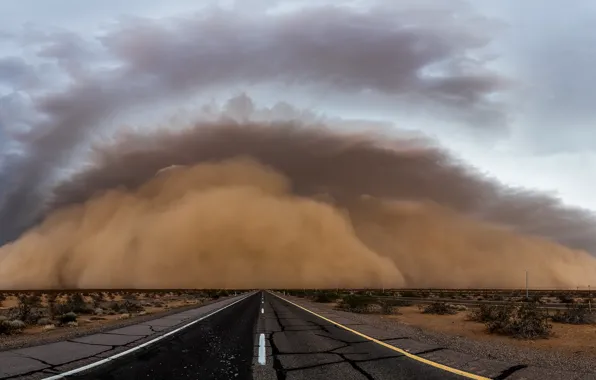 Road, clouds, storm