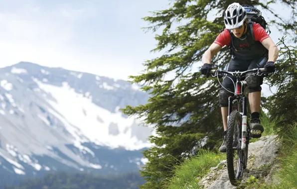 Picture mountains, athlete, mountain bike
