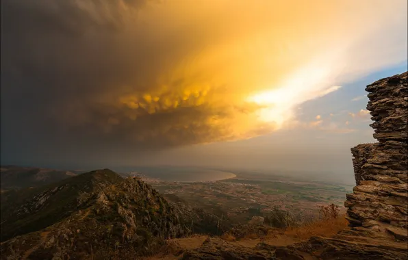 Picture the sky, clouds, mountains, Spain, Catalonia, Catalonia, The Selva de Mar