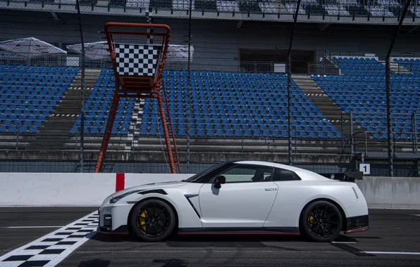 White, Nissan, GT-R, R35, Nismo, 2020, at the start, 2019