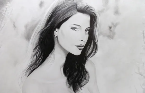 Picture girl, figure, a simple pencil