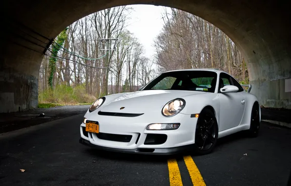 Road, auto, landscape, bridge, photo, car, Porsche, cars