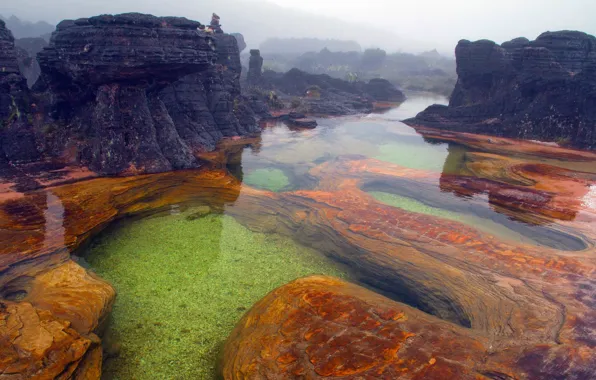 Rocks, Venezuela, mount Roraima, hot springs