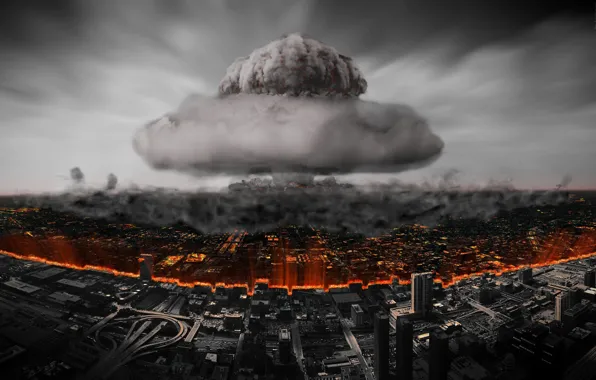 The city, destruction, A nuclear explosion, atomic bomb