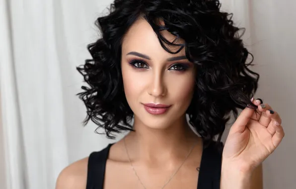 Picture eyes, look, girl, face, hair, beautiful, curly