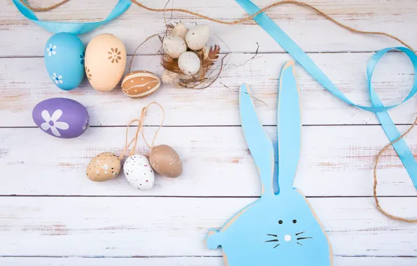 Eggs, Easter, wood, spring, Easter, eggs, bunny, decoration