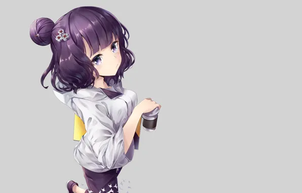 Anime, girl, grey background