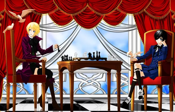 Anime, art, boys, Kuroshitsuji, dark Butler