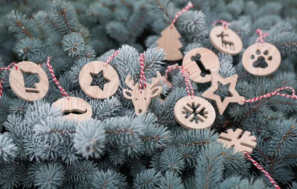 Holiday, New Year, christmas, Tree, New Year, Christmas tree, decorations, Wooden