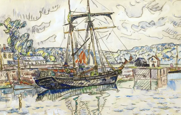 Figure, ship, sailboat, watercolor, 1927, Paul Signac, Paimpol, Paul Signac