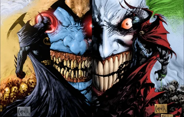 Picture batman, Joker, clown, spawn