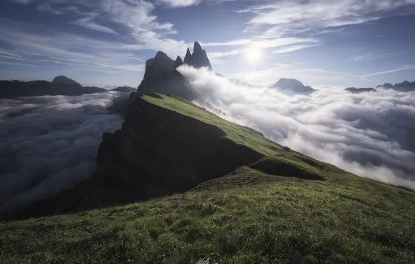 Summer, the sun, clouds, light, mountains, spring, Alps