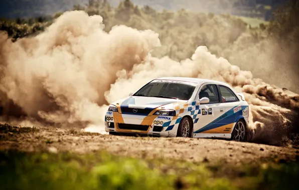 Picture dust, skid, rally, rally, opel, astra
