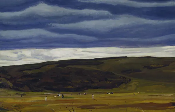 Picture landscape, hills, Cranberrying. Monhegan, nature, Rockwell Kent, Rockwell Kent, clouds, picture