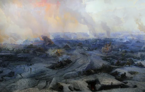 Winter, Snow, Aircraft, War, Panorama, Battle, Picture, Soldiers