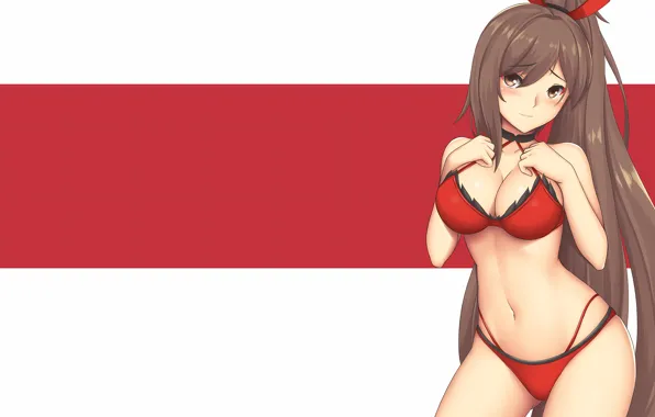 Girl, sexy, cleavage, long hair, brown hair, brown eyes, boobs, anime
