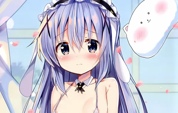 Girl, sexy, lingerie, bra, cleavage, long hair, boobs, anime