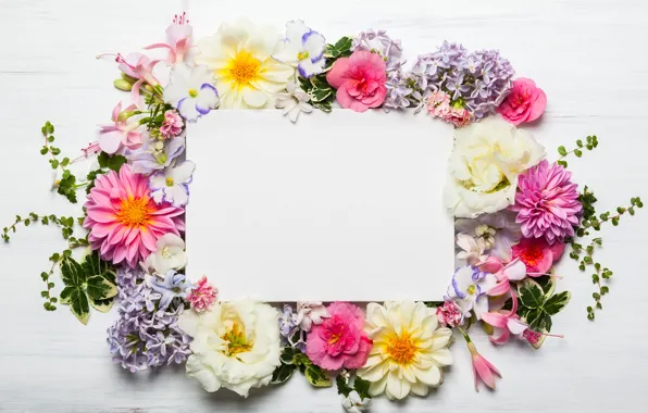 Picture flowers, wood, pink, flowers, beautiful, composition, frame, floral