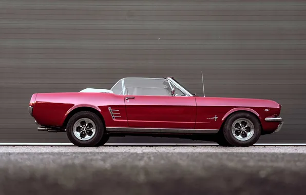 Red, retro, wall, Ford, Mustang, convertible, Ford Mustang