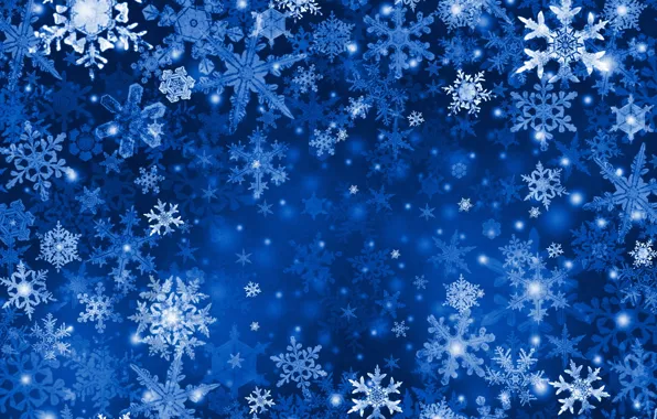 Snow, blue, snowflake