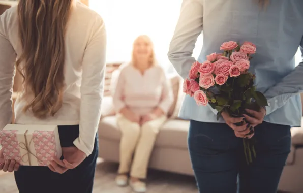 Flowers, Girls, Roses, Woman, March 8, Flowers, Spring, Happy