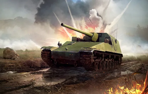 War, explosions, tank, the battlefield, War Thunder
