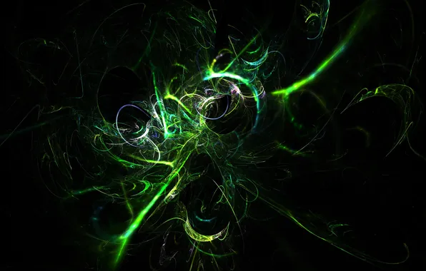 Greens, abstraction, black background