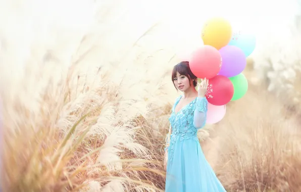 Summer, balls, face, background, dress