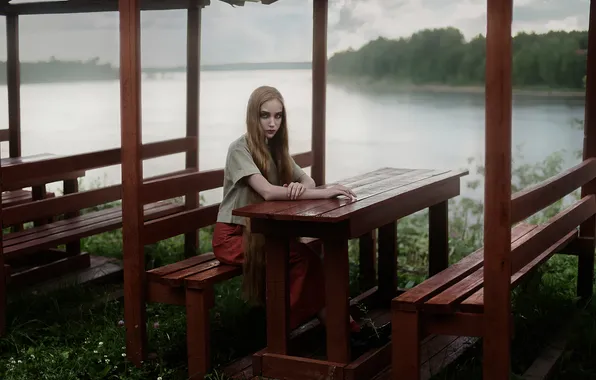 River, table, model, the beauty, bench, Tatiana Mercalova, Eugene Buksa