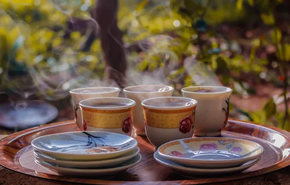 Table, tea, couples, the tea party, Cup, dishes, mugs, set
