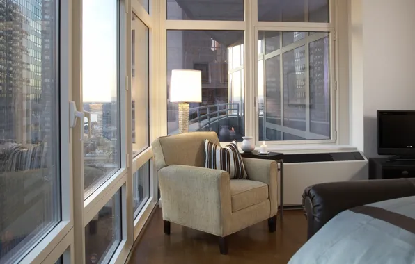 Design, style, interior, megapolis, New York City, Broadway, living room, city apartment