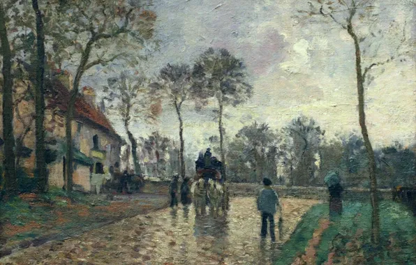 Picture Stagecoach in Lovesee, Camille Pissarro, the urban landscape, picture