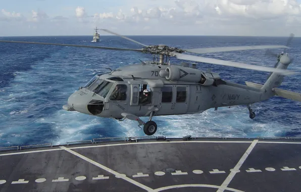 Helicopter, Seahawk, landing on the deck, MH-60S